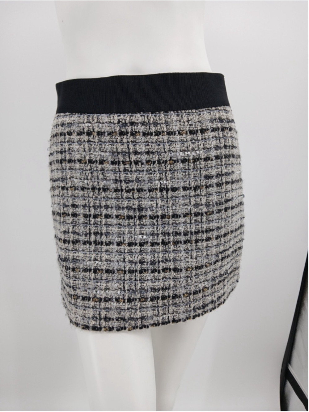 Milly Womens Wool Blend Tweed Mini Skirt Metallic Accents Size 2 Fall